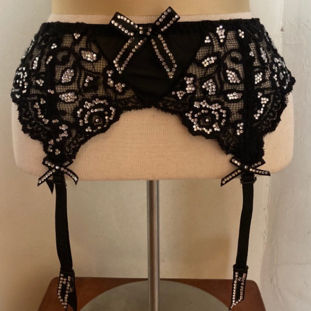Hand-Set Crystal Garter Belt